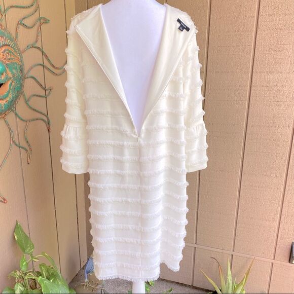 ALFANI IVORY TIERED FRINGE BELL SLEEVE SHIFT DRESS 14 NEW - Picture 11 of 15